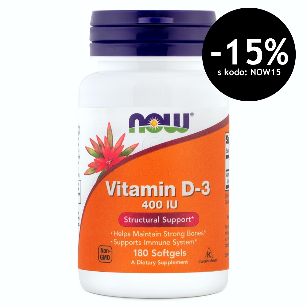 NOW vitamin D-3 400 IE, 180 kapsul